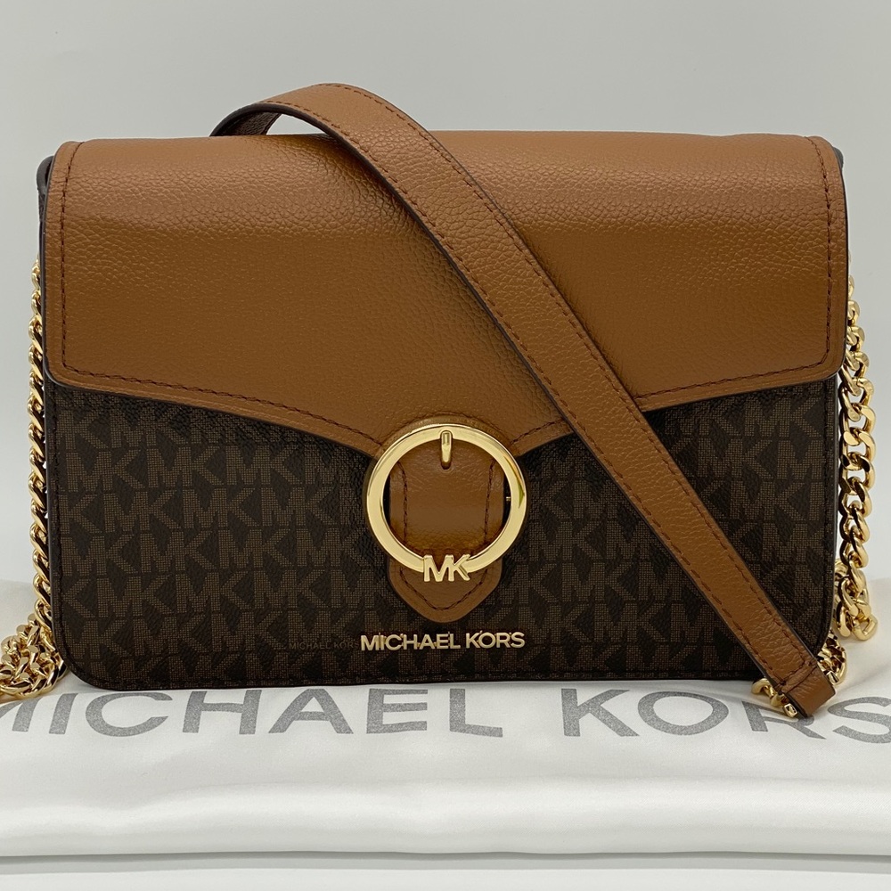 MICHAEL KORS WANDA MEDIUM SHOULDER CROSSBODY BROWN - Picture 2 of 16